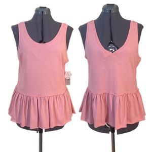 2/$30 Retrod Pink Two-Way Ruffle Tank Top Size Medium